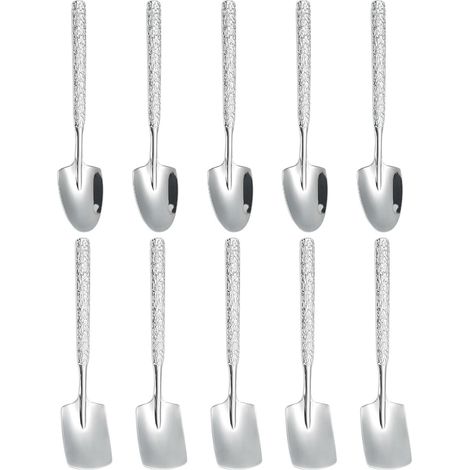10pièces Cuillères Spatule Inox Martelées à Dessert Ergonomiques pour (1/5)