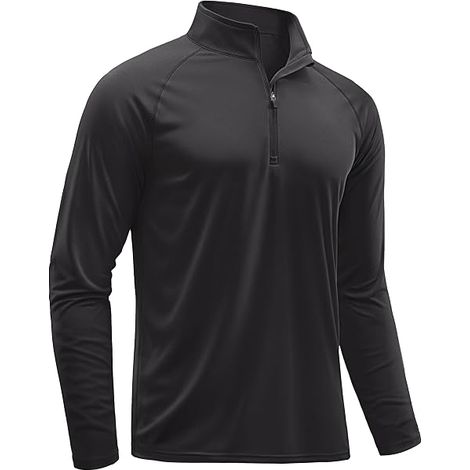 T-shirt Manches Longues - Protection Solaire UPF 50+ - Col Zippé 1/4 - Pour Course Extérieure, Randonnée, Pêche - 1 Pièce (1/5)