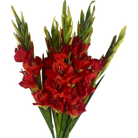 Pack of 6 x 115cm Artificial Orange Gladioli Stem (1/5)