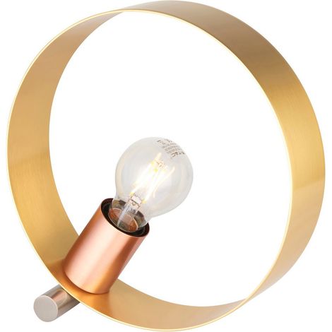 Lampe table moderne laiton brossé anneau E27 Endon (1/5)