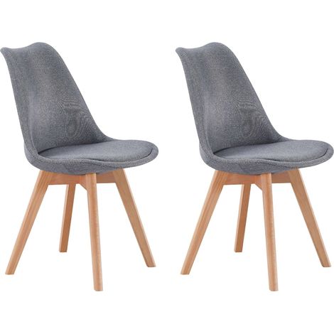 Pack 2 Sillas Comedor, Juego Sillas Cocina Tapizadas Tela Bistro Gris 48x84x54 cm