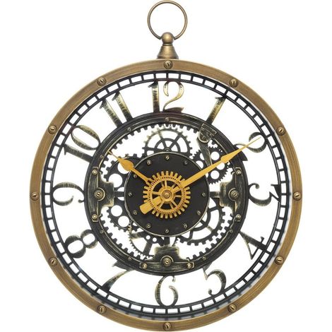 Atmosphera – Horloge silencieuse D27 – Design industriel en verre et ABS – D. 27 x 5,5 cm – Mécanisme sans bruit pour intérieur rétro (1/3)