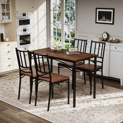  "shortenedtitle": "Ensemble Table et Chaises 110x60x76 cm 4 chaises style industriel aspect noyer"  (1/5)