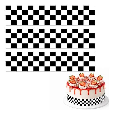 Edible Chequered Edges for Cakes 11 x 6 cm Black and White (1/5)