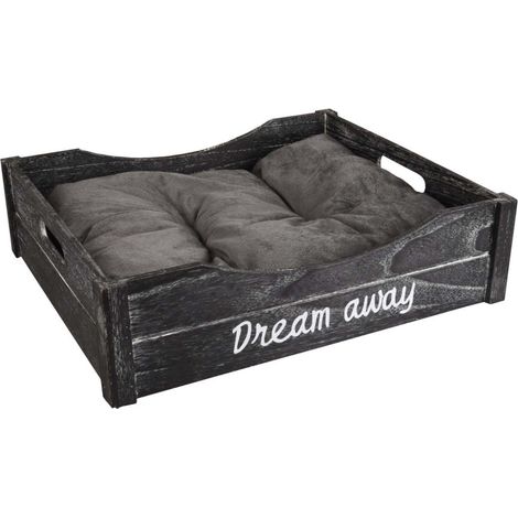 Panier + coussin Clio  rectangulaire, 45 x 38 x 12 cm. gris noir . pour chat. - animallparadise