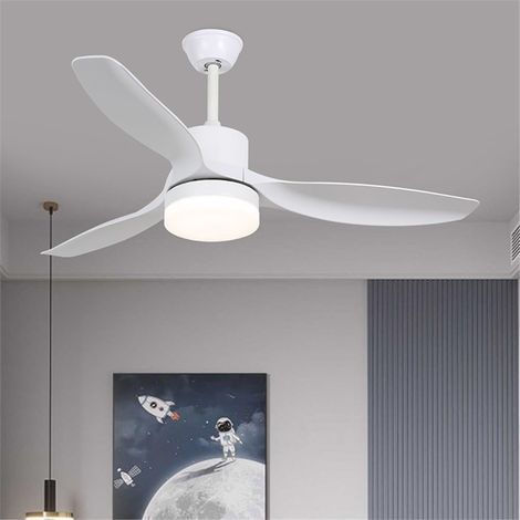 Ventilateur 82 cm – Blanc – 3 pales bois – Moteur DC – Télécommande – 3 tons – 6 vitesses – Été/hiver (1/2)