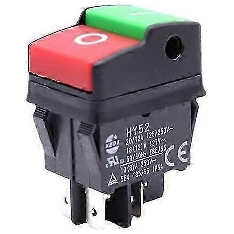 Interrupteur de pression marche/arrêt KEDU HY52 à 4 broches, 125/250 V CA, 20/12 A, 5E4 T85/55, IP54, pour outils électriques et appareils électroménagers - Bon état (1/4)