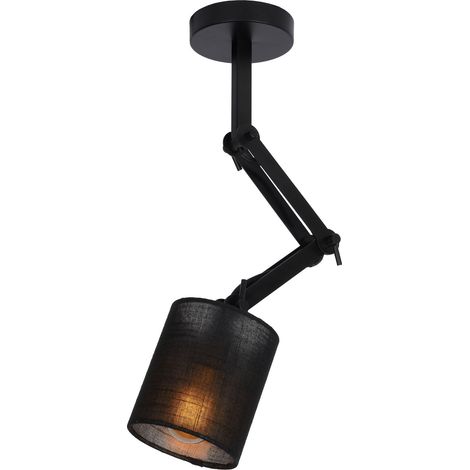 Suspension Lucide Tampa noire métal/tissu E27 Ø12cm (1/5)