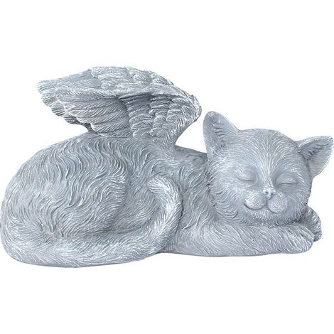 Design Mémorial Chat Pet Ange Statue Honorifique Pierre Tombale, 12cm, polyrésine, pierre antique