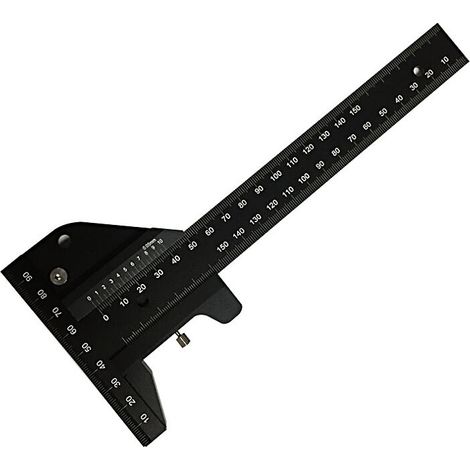 Carpentry Ruler, Multifunctional Woodworking Scribing Ruler, Aluminum T-Shaped Ruler, Scribing Device, 0-280mm Measuring Tool, Accurate Measurement to 0.02mm