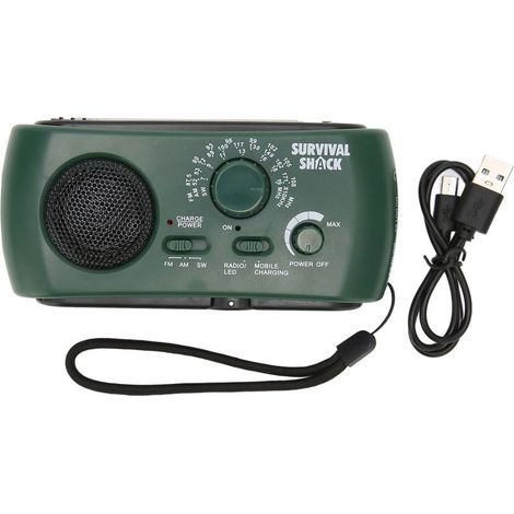 Radio à manivelle Portable torche LED pratique extérieure multi-bande AM/FM/SW Radio météo à manivelle solaire (1/5)