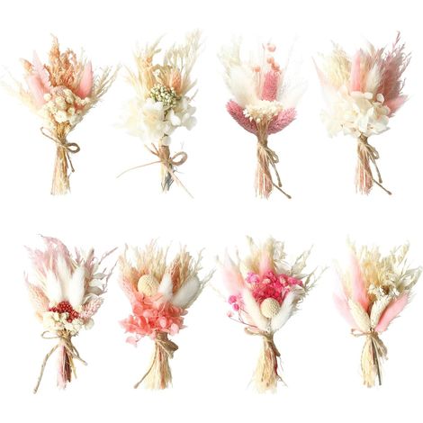 Mini Bouquet Fleurs Séchées, 8 Bouquet Fleurs Séchées Naturelles Bohème (1/5)