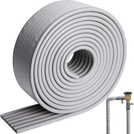 Gray Foam Insulation Tape for Cold and Hot Water Pipes for Indoor and Outdoor Use, Winter Freeze Protection, Reduce Heat Loss (1/4)