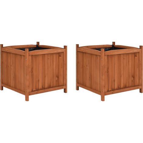 Lot de 2 Jardinières de jardin - Balconnière à fleurs 50x50x50 cm Bois de sapin BV697550 - BonneVie (1/5)