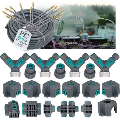 (I-5pcs) Pulvérisateur à atomisation en laiton, buses de brumisation à coude libre, raccord pour tuyau PE 12 mm, connecteur rapide en T et coude, irrigation de jardin égale