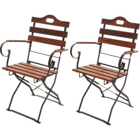 2er-Set Biergartenstuhl HHG-439, Klappstuhl Gartenstuhl, Gastronomie-Qualität Akazie MVG-zertifiziert braun