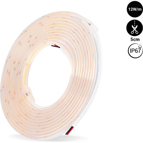 Striscia LED COB 24V DC - 12W/m - 10mm - IP67 - Rotolo 5 metri - - Bianco Neutro (1/5)