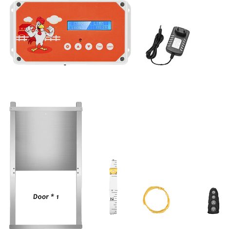Puerta automática para gallinero, control electrónico con temporizador, fácil instalación, color blanco. (1/2)