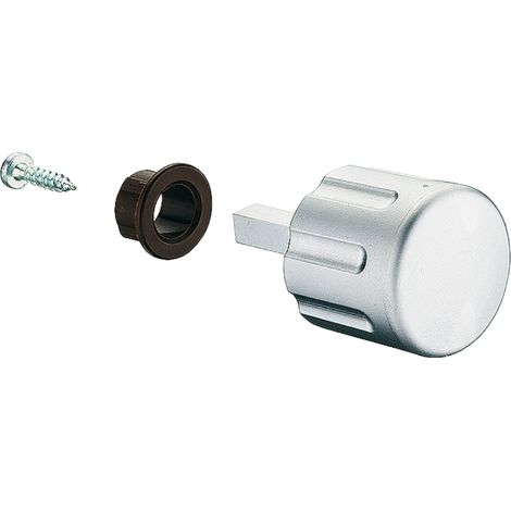 Bouton tournant pour serrure à bec-de-cane à appliquer exécution 28mm avec tige carrée 7mm plastique chromé mat Push lock Caravane Bateau Vans Camion aménagé Camping car (1/2)