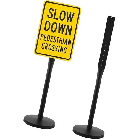 Mophorn Supporto Portatile per Cartelli Stradali, Altezza 123 cm, Porta Poster con Base in Ghisa, Espositore per Interni ed Esterni, Colore Nero