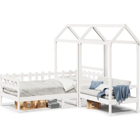 Maison Exclusive - Set Dormeuse e Panca con Tetto Bianco 80x200cm Massello Pino