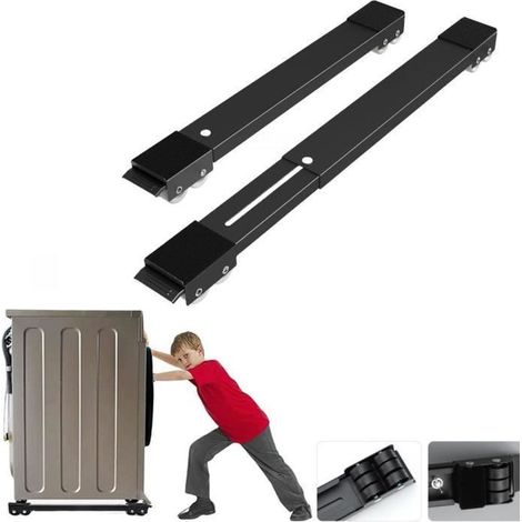 Soporte para lavadora con 24 ruedas, base ajustable de 45 cm a 70 cm para secadora y refrigerador - Negro