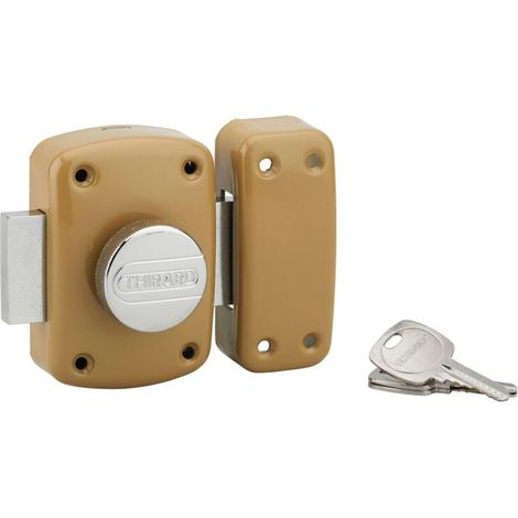 Verrou à bouton 45mm – Cylindre laiton 5 goupilles – 3 clés en acier – Pêne en acier chromé pour sécurité renforcée (1/5)