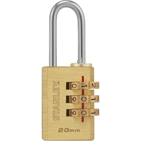 Stanley Lucchetto a Combinazione Arco 20 mm a 3 Cifre Corpo Ottone per Armadietti (1/5)