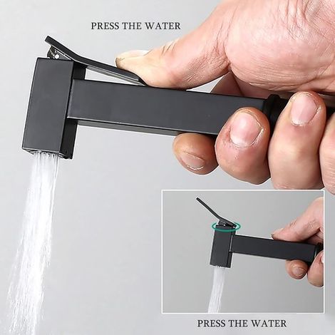 Rociador de bidé, conjunto de ducha de inodoro de latón negro, rociador de bidé manual de pared (1/5)