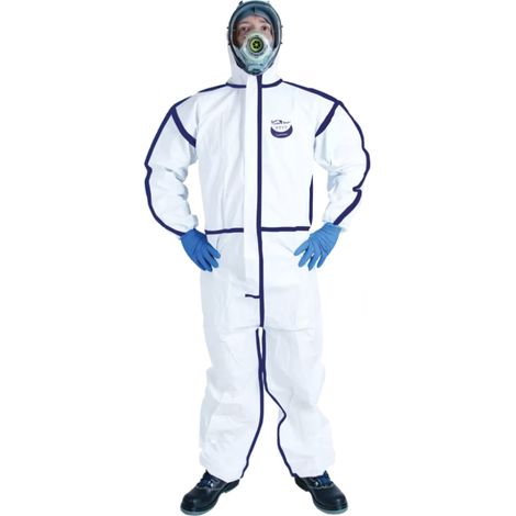 Combinaison jetable à capuche antistatique avec dos aéré WeeSafe WeeBack Type 5/6 Blanc XXL (1/2)