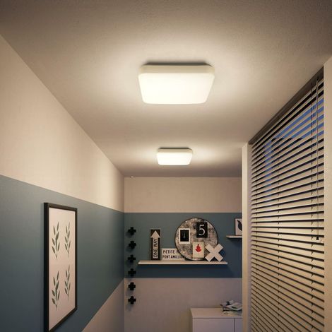 Mauve, Plafonnier LED 24W, Carré, Blanc Chaud 2700K, Blanc (1/5)