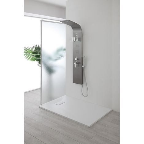 FERIDRAS COLONNA PANNELLO DOCCIA IN ACCIAIO SATINATO H.150x22x45cm 4 FUNZIONI (1/6)