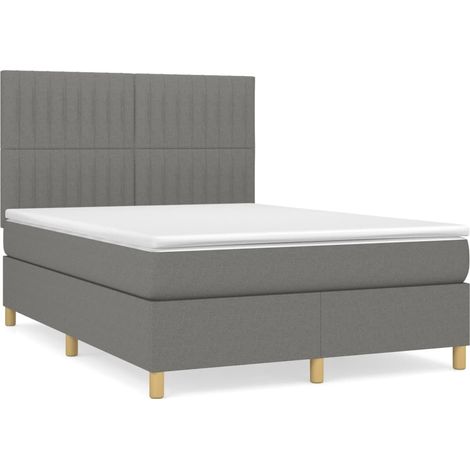 Maison Exclusive - Cama box spring con colchón tela gris oscuro 1 (1/5)