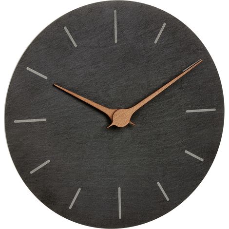 TFA Dostmann 60.3068.10 Quarz Wanduhr 25 cm x 4.3 mm Schiefer Leisegang-Uhrwerk