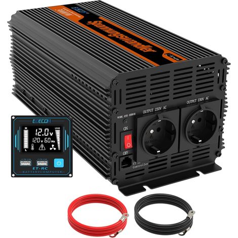 convertisseur 12v 220v 3000w onduleur télécommande 2X USB et écran pour Panneau Solaire Voiture Onde modifiée Isolation galvanique (2e génération) (1/5)