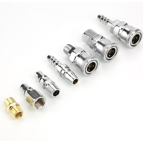 Kit 18 pièces raccords pneumatiques à connexion rapide 1/4" pour compresseur d'air, pièces en fer, ensemble d'assemblage (1/5)