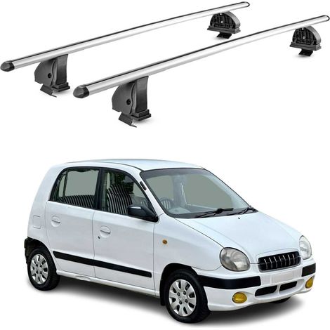 OMAC Barres de toit transversales en aluminium pour Hyundai Atos Prime 1999-2007 – TÜV / DIN 75302:2019 – Antivol inclus – Charge max 75 kg – 2 barres – Gris (1/5)