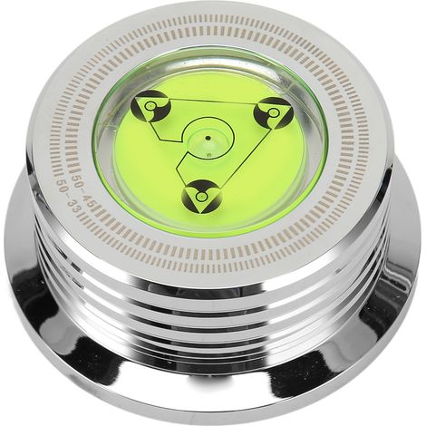 Stabilisateur de poids pour disque vinyle professionnel 50 Hz 45 tr/min avec niveau et mesure de vitesse, couleur argent. (1/5)