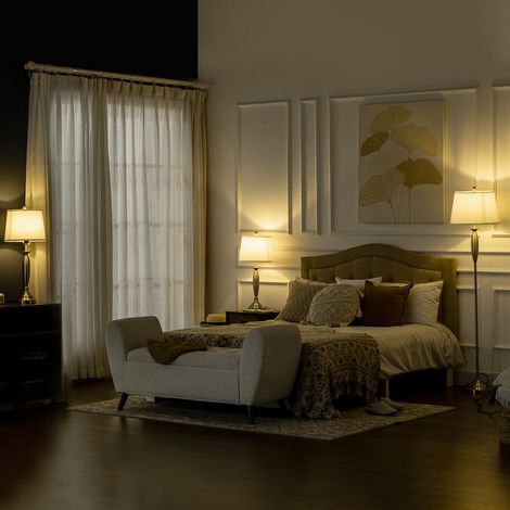 Set di 3 lampade, piantana Ø38x162 cm e 2 lampade da tavolo Ø30x70 cm, design moderno, tessuto, argento (1/5)