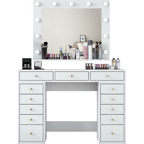 Coiffeuse maquillage avec miroir et éclairage Koral (1/5)