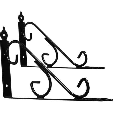 Support Étagère Mural en Métal Support Équerre Triangulaire 90 Degrés Multifonctionnel D'étagère de Support avec Vis pour Jardinage, Salle de Bains, Cuisine 250mm 164mm 1 Paire (Noir) (1/5)