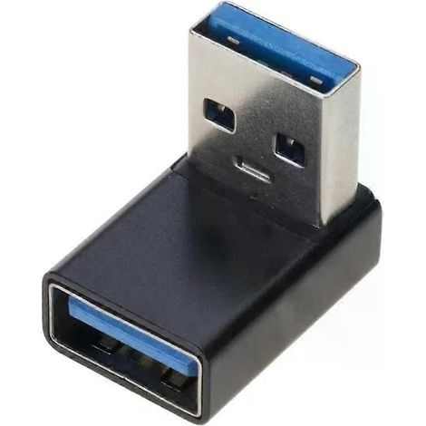 Adaptateur d'extension USB 30 mâle vers femelle à angle droit de 90 degrés, connecteur USB vers le haut, synchronisation de données pour ordinateur portable, PC et ventilateur USB (1/4)