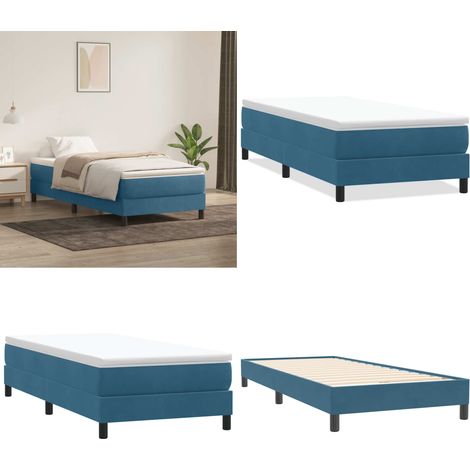 vidaXL Boxspringbett ohne Matratze Dunkelblau 80x220 cm Samt (1/5)
