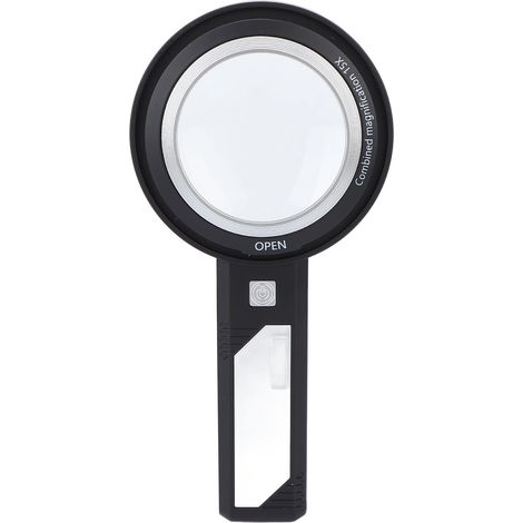 Loupe à main 6x/15x avec éclairage LED pour lecture, loupe lumineuse pour seniors, grossissement 6x/15x, 6 LED intégrées, idéale pour lire et examiner les détails. (1/5)