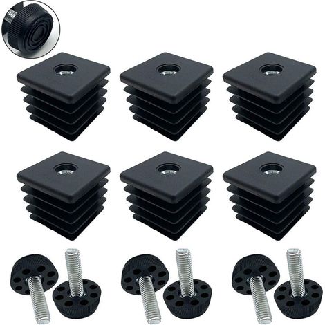 6 Pièces Bouchon Fileté Carré, Bouchon Carré en Plastique avec Pieds de Meuble, pour Les Tuyaux en Métal, Les Chaises, Les Canapés, Les Tables Et Les Étagères(M8, 35 x 35mm) (1/5)