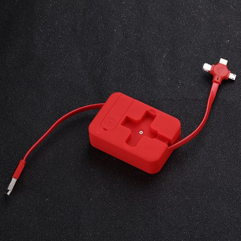 Câble de charge rapide 3-en-1 rétractable avec support téléphone portable, USB escamotable pour smartphones et tablettes, chargeur multifonction compact, fil enrouleur pratique, compatible avec mobile (1/5)