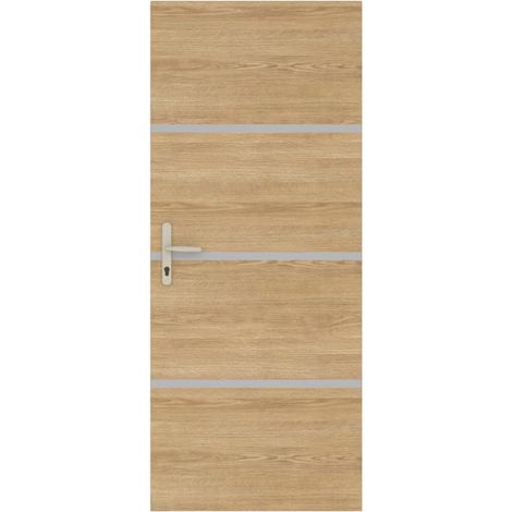 Nordlinger – Kit rénovation porte décor chêne feuilles bois 85x50cm – Profils aluminium 85x2cm – Installation rapide sans colle – Pour portes lisses (1/4)