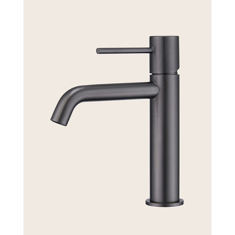 Rubinetto lavabo senza scarico ottone grigio metallico Memo (1/2)