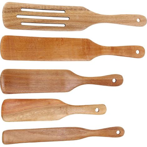 Holzlöffel, 5er-Set für die Küche - Antihaftbeschichtete Küchenhelfer zum Rühren und Mischen (1/5)