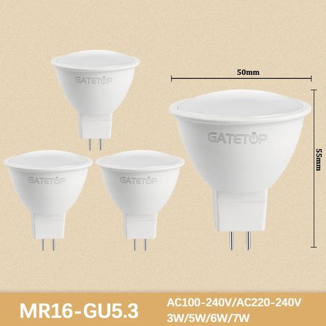 (GU5.3 120 degrés Celsius, lumière blanche froide 6000K) 4 spots LED, adaptés aux pièces familiales.